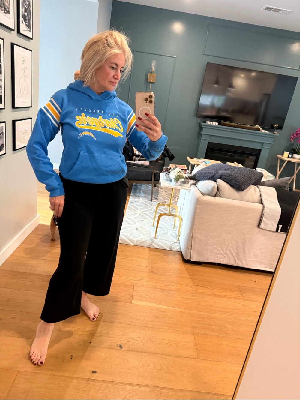 LA Chargers Blue Hooded Graphic Sweatshirt with Yellow Accents
